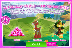 Size: 1958x1297 | Tagged: safe, idw, imported from derpibooru, blackthorn, deer, advertisement, antlers, armor, bush, costs real money, english, flower, gameloft, gem, guard, horns, idw showified, lantern, male, my little pony: magic princess, numbers, official, sale, solo, solo focus, stag, text, tree