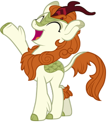 Size: 7000x8000 | Tagged: safe, artist:tardifice, imported from derpibooru, autumn blaze, kirin, sounds of silence, a kirin tale, absurd resolution, eyes closed, female, open mouth, raised hoof, simple background, singing, solo, transparent background, vector