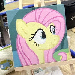 Size: 640x640 | Tagged: safe, artist:miakikiii, imported from derpibooru, fluttershy, bust, female, fluttershy day, mare, painting, portrait, reddit, show accurate, solo