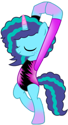 Size: 5288x9686 | Tagged: safe, alternate version, artist:ejlightning007arts, edit, imported from derpibooru, pony, unicorn, base used, clothes, eyes closed, female, freckles, g4, g5, g5 to g4, generation leap, gymnast, gymnastics, leotard, mare, misty brightdawn, my little pony: make your mark, pose, simple background, solo, standing, standing on one leg, stretching, transparent background
