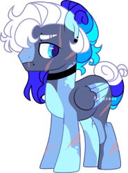 Size: 2215x3000 | Tagged: safe, artist:kurosawakuro, imported from derpibooru, oc, oc only, pegasus, pony, annoyed, base used, blaze (coat marking), blue eyes, choker, coat markings, colored wings, ear piercing, earring, eyebrow piercing, facial markings, facial scar, folded wings, hair bun, jewelry, lip piercing, male, multicolored wings, offspring, parent:rainbow dash, parent:shining armor, parents:shiningdash, pegasus oc, piercing, scar, simple background, solo, stallion, standing, tail, tail bun, transparent background, two toned wings, wings