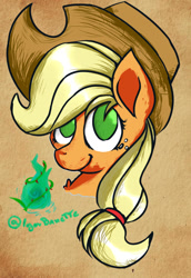 Size: 669x973 | Tagged: safe, artist:igorbanette, imported from derpibooru, applejack, earth pony, pony, bust, solo