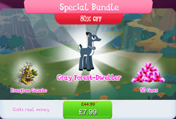 Size: 1270x856 | Tagged: safe, idw, imported from derpibooru, deer, bundle, bush, costs real money, doe, english, female, flower, gameloft, gazebo, gem, idw showified, lantern, my little pony: magic princess, numbers, official, sale, solo, solo focus, text, tree