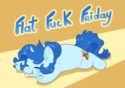 Size: 4096x2896 | Tagged: safe, artist:cutepencilcase, imported from derpibooru, oc, oc only, pony, unicorn, :p, eyes closed, flat fuck friday, lying down, prone, solo, tongue out, vulgar
