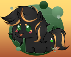 Size: 1298x1032 | Tagged: safe, artist:kannakiller, imported from derpibooru, oc, earth pony, unicorn, awww, blushing, chibi, commission, curved horn, cute, daaaaaaaaaaaw, digital art, full body, green eyes, horn, language, male, simple background, smiling, solo, stallion, tail, ych result