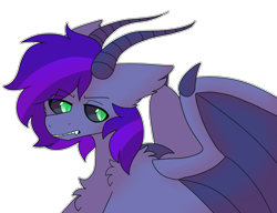 Size: 2600x2000 | Tagged: safe, artist:puppie, imported from derpibooru, oc, oc only, oc:darth destroyer, demon, demon pony, original species, green eyes, horns, sharp teeth, simple background, solo, teeth, transparent background