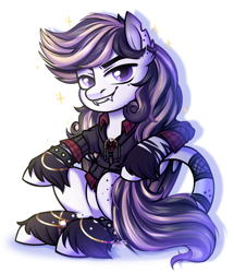 Size: 1966x2281 | Tagged: safe, artist:kannakiller, imported from derpibooru, oc, oc only, pegasus, pony, accessories, belts, bracelet, clothes, commission, dreamcatcher, ear piercing, earring, fangs, full body, hoodie, hooves, jewelry, looking at you, male, piercing, shirt, simple background, sketch, smiling, smiling at you, solo, sparkles, stallion, tail, unshorn fetlocks, white background, wings