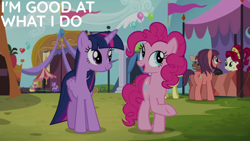 Size: 1280x720 | Tagged: safe, edit, edited screencap, editor:quoterific, imported from derpibooru, screencap, amethyst star, cherry berry, cherry jubilee, full steam, lonely hearts, northern song, parasol, pinkie pie, promontory, sparkler, twilight sparkle, alicorn, pony, party pooped, george harrison, paul mccartney, ponified, twilight sparkle (alicorn)