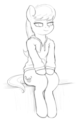 Size: 2213x3481 | Tagged: safe, artist:zippysqrl, imported from derpibooru, octavia melody, earth pony, pony, semi-anthro, clothes, female, hoodie, mare, sitting, solo