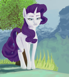 Size: 800x881 | Tagged: safe, artist:thelastenforcement, imported from derpibooru, rarity, pony, unicorn, background, female, mare, solo, uncanny valley
