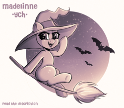 Size: 2444x2122 | Tagged: safe, artist:madelinne, imported from derpibooru, oc, pony, commission, halloween, hat, holiday, sketch, solo, witch, witch hat, your character here