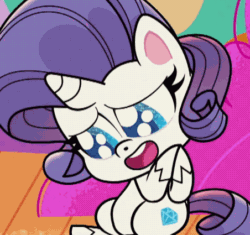 Size: 452x425 | Tagged: safe, imported from derpibooru, screencap, rarity, pony, unicorn, my little pony: pony life, spoiler:pony life s02e21, animated, blinking, cropped, cute, female, gif, mare, one eye closed, playwright or wrong, puppy dog eyes, raribetes, solo, wink