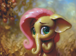 Size: 1152x842 | Tagged: safe, derpibooru exclusive, imported from derpibooru, fluttershy, elephant, ai content, ai generated, flutterphant, generator:stable diffusion, pony elephant, solo, species swap