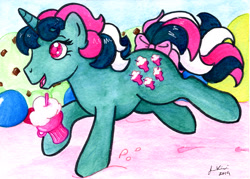 Size: 1021x731 | Tagged: safe, artist:jenkiwi, imported from derpibooru, fizzy, pony, twinkle eyed pony, unicorn, female, g1, mare, solo, traditional art