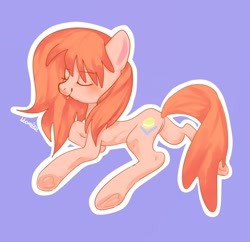 Size: 798x772 | Tagged: safe, artist:bbomi322, imported from derpibooru, oc, oc only, earth pony, pony, :p, butt, earth pony oc, eyes closed, lying down, plot, prone, simple background, solo, tongue out, underhoof