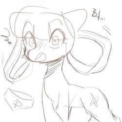 Size: 2000x2000 | Tagged: safe, artist:bbomi322, imported from derpibooru, oc, oc only, earth pony, pony, blushing, crossed hooves, hat, high res, monkey swings, nurse hat, open mouth, sketch, solo, startled
