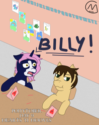 Size: 2519x3200 | Tagged: safe, artist:maître cervidé, imported from derpibooru, oc, oc:billybob, oc:tropical desert, child, classroom, drawing, foal, heart, hearts and hooves day, kindergarten, love, ponytober