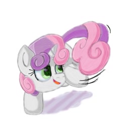 Size: 1378x1378 | Tagged: safe, artist:applebloom1753, imported from derpibooru, sweetie belle, pony, unicorn, chasing own tail, cute, diasweetes, female, simple background, solo, tail, white background