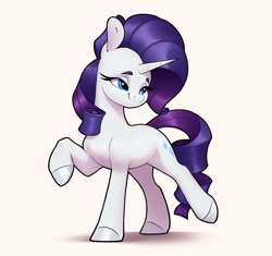 Size: 3370x3168 | Tagged: safe, artist:aquaticvibes, imported from derpibooru, rarity, pony, unicorn, female, lidded eyes, mare, raised hoof, smiling, solo