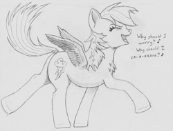 Size: 930x708 | Tagged: safe, artist:friendshipishorses, imported from derpibooru, rainbow dash, pegasus, pony, billy joel, eyes closed, monochrome, oliver and company, sketch, solo, traditional art