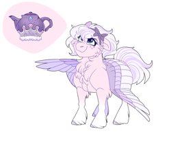 Size: 1800x1500 | Tagged: safe, artist:uunicornicc, imported from derpibooru, oc, pegasus, pony, bow, cutie mark, female, g5, g5 oc, hair bow, looking up, mare, offscreen character, offspring, parent:alphabittle blossomforth, parent:queen haven, parents:alphahaven, simple background, smiling, solo, unshorn fetlocks, white background