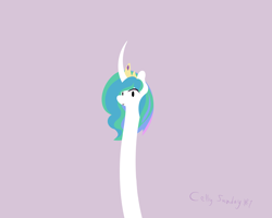 Size: 2000x1600 | Tagged: safe, artist:parallel black, imported from derpibooru, princess celestia, alicorn, series:celly sunday, curved horn, digital art, female, horn, long neck, looking at you, princess necklestia, simple background, solo