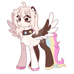 Size: 1024x1024 | Tagged: safe, artist:lynesssan, imported from derpibooru, oc, oc only, oc:milka, pegasus, pony, choker, colored wings, deviantart watermark, female, mare, obtrusive watermark, simple background, solo, spiked choker, transparent background, two toned wings, watermark, wings