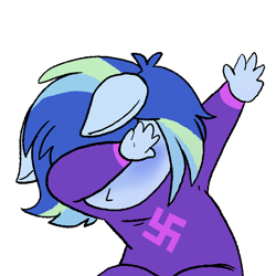 Size: 600x600 | Tagged: safe, artist:little-tweenframes, imported from ponybooru, oc, oc:sparkling sapphire, pony, series:sciset diary, import from tumblr, nazi, swastika