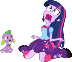 Size: 805x700 | Tagged: safe, artist:pascalmulokozi2, edit, edited screencap, imported from derpibooru, screencap, spike, twilight sparkle, alicorn, dog, human, equestria girls, equestria girls (movie), background removed, duo, duo male and female, exploitable meme, female, male, meme, screaming, spike the dog, twilight sparkle (alicorn), twilight's human reaction, twiscream