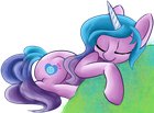 Size: 140x103 | Tagged: safe, artist:starsongdusk, imported from derpibooru, izzy moonbow, pony, unicorn, colored horn, female, g5, horn, lying down, mare, picture for breezies, ponytober, prone, simple background, sleeping