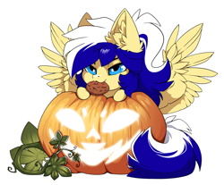 Size: 1500x1239 | Tagged: safe, alternate version, artist:arctic-fox, imported from derpibooru, part of a set, oc, oc only, oc:animatedpony, pegasus, pony, alternate character, commission, cookie, food, mouth hold, pumpkin, simple background, solo, transparent background, ych result