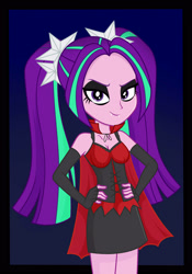 Size: 1750x2500 | Tagged: safe, artist:daarkenn, imported from derpibooru, aria blaze, human, equestria girls, female, hand on hip, nightmare night, pigtails, sexy, solo, stupid sexy aria blaze, twintails, vampire costume