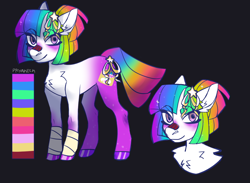Size: 1300x950 | Tagged: safe, artist:pryanech, imported from derpibooru, oc, oc only, pony, bandage, commission, multicolored hair, rainbow hair, reference sheet, solo