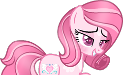 Size: 798x487 | Tagged: safe, artist:tanahgrogot, imported from derpibooru, oc, oc only, oc:annisa trihapsari, earth pony, pony, bedroom eyes, blushing, earth pony oc, female, gritted teeth, heart, heart eyes, heart mark, mare, medibang paint, redesign, simple background, solo, teeth, transparent background, wingding eyes