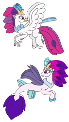 Size: 1804x3186 | Tagged: safe, artist:supahdonarudo, imported from derpibooru, queen novo, classical hippogriff, hippogriff, seapony (g4), series:novoember, my little pony: the movie, duality, female, looking back, multeity, simple background, transparent background