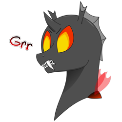 Size: 4000x4000 | Tagged: safe, artist:rumstone, imported from derpibooru, oc, oc only, oc:shift changeling, changeling, angry, angy, bust, changeling oc, fangs, krita, portrait, red changeling, simple background, transparent background