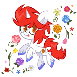 Size: 3500x3500 | Tagged: safe, artist:spacekitsch, imported from derpibooru, oc, oc only, oc:stroopwafeltje, oc:waffles, pony, unicorn, flower, simple background, solo, transparent background