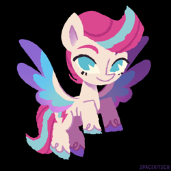 Size: 1500x1500 | Tagged: safe, artist:spacekitsch, imported from derpibooru, zipp storm, pegasus, pony, black background, female, flying, g5, looking at you, mare, simple background, solo
