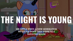 Size: 1920x1080 | Tagged: safe, edit, edited screencap, editor:quoterific, imported from derpibooru, screencap, nightmare moon, sunny starscout, earth pony, pony, spoiler:g5, spoiler:my little pony: tell your tale, spoiler:tyts01e31, cosplay, costume, g5, haunted house (episode), my little pony: tell your tale, nightmare moon armor, nightmare night costume, nightmare sunny