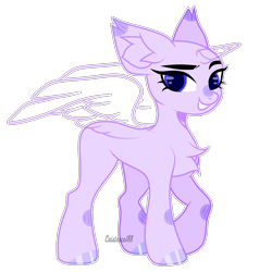 Size: 1576x1576 | Tagged: safe, artist:existencecosmos188, imported from derpibooru, oc, oc only, alicorn, pony, alicorn oc, bald, base, chest fluff, ear fluff, eyelashes, female, grin, hoof fluff, horn, mare, simple background, smiling, solo, transparent background, wings