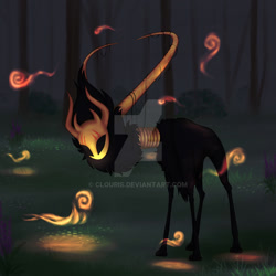 Size: 1280x1280 | Tagged: safe, artist:clouris, imported from derpibooru, oc, oc only, pony, deviantart watermark, forest, obtrusive watermark, outdoors, solo, watermark, wisp