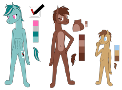 Size: 5899x4356 | Tagged: safe, artist:emc-blingds, imported from derpibooru, oc, oc only, anthro, earth pony, earth pony oc, featureless crotch, female, male, reference sheet, simple background, transparent background