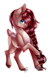 Size: 1119x1658 | Tagged: safe, artist:prettyshinegp, imported from derpibooru, oc, oc only, earth pony, pony, braid, colored hooves, earth pony oc, raised hoof, signature, simple background, solo, transparent background