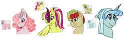 Size: 3267x1029 | Tagged: safe, artist:iesbeans, imported from derpibooru, oc, oc only, earth pony, kirin, pony, unicorn, winged kirin, simple background, tongue out, transparent background