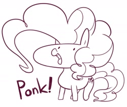 Size: 2400x2014 | Tagged: safe, artist:maren, imported from derpibooru, pinkie pie, earth pony, pony, female, mare, monochrome, open mouth, ponk, solo