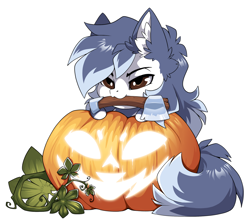 Size: 1500x1340 | Tagged: safe, alternate version, artist:arctic-fox, imported from derpibooru, part of a set, oc, oc only, oc:ash wing, earth pony, pony, alternate character, axe, commission, mouth hold, pumpkin, simple background, solo, transparent background, weapon, ych result