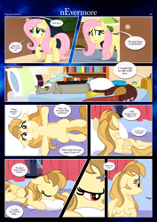 Size: 3259x4607 | Tagged: safe, artist:estories, imported from derpibooru, discord, fluttershy, oc, oc:alice goldenfeather, draconequus, pegasus, pony, comic:nevermore, comic