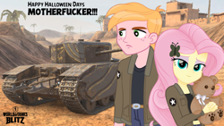 Size: 1920x1080 | Tagged: safe, artist:edy_january, artist:fluttershy_art.nurul, edit, imported from derpibooru, vector edit, big macintosh, fluttershy, human, equestria girls, clothes, desert, excelsior, female, fluttermac, girls und panzer, halloween, heavy tank, holiday, jacket, male, marine, marines, military, military uniform, plushie, russia, saunders, shipping, straight, tank (vehicle), teddy bear, uniform, united states, usmc, vector, vector used, vulgar