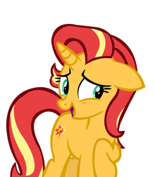 Size: 6605x7500 | Tagged: safe, artist:goldenheart4, imported from derpibooru, sunset shimmer, pony, unicorn, absurd resolution, alternate hairstyle, female, implied starlight glimmer, lidded eyes, mare, open mouth, palette swap, raised hoof, recolor, simple background, solo, transparent background