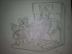 Size: 960x720 | Tagged: safe, artist:lytlethelemur, imported from derpibooru, twilight sparkle, alicorn, bird, blue jay, pony, butt, crossover, crossover shipping, dance dance revolution, female, male, mordecai, mordetwi, photo, regular show, shipping, sketch, straight, traditional art, twilight sparkle (alicorn)